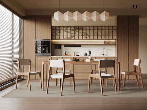  03餐廳 新中式餐廳 餐桌椅3d模型 