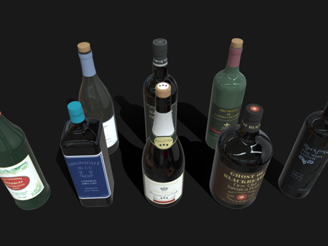 酒具 酒瓶 紅酒 洋酒3d模型 