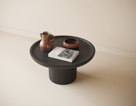  现代圆形茶几 木茶几3d模型 