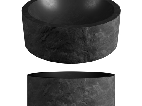  現(xiàn)代暗黑風(fēng)圓形石槽3d模型 