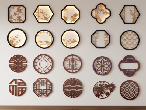 新中式禅意木窗 宋氏花窗3d模型