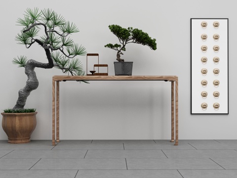  新中式端景條案3d模型 