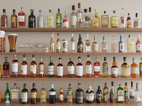  洋酒 酒瓶酒杯 酒具 啤酒杯3d模型 