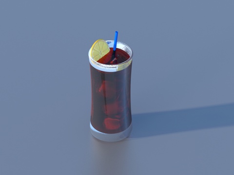  果汁饮料 玻璃杯 吸管su模型 