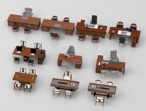 办公桌椅 班台桌 经理桌3d模型 