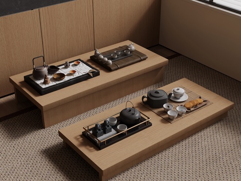  34新中式茶具 茶壶 茶杯su模型 