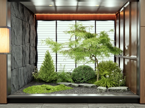  現(xiàn)代室內(nèi)景觀 植物造景 庭院小品 植物組合 灌木 喬木3d模型 