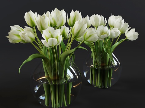  现代花瓶花艺  玻璃插花组合3d模型 