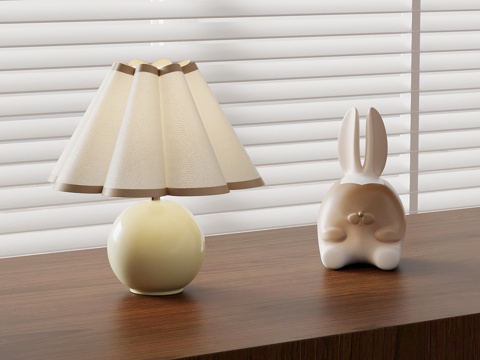 04现代奶油风台灯 雕塑摆件3d模型 