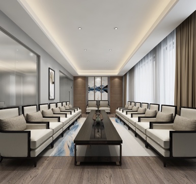  新中式接待室沙发3d模型 