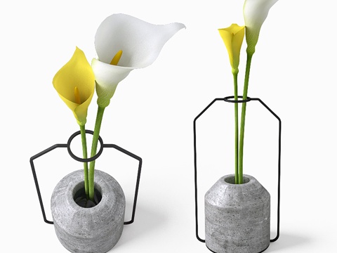  现代花瓶花艺  玻璃插花组合3d模型 