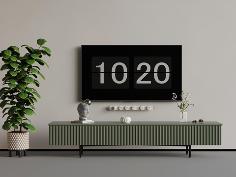  06電視柜 法式奶油風(fēng)電視柜飾品擺件 綠植盆栽3d模型 