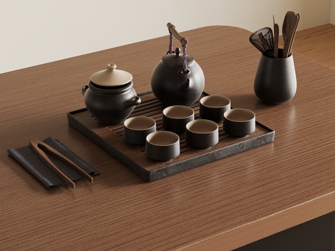  11茶具 新中式茶具 茶壶 茶杯su模型 
