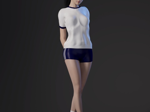  现代校服女孩3d模型 