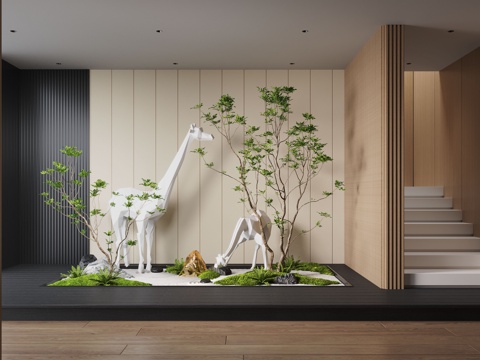  現(xiàn)代室內(nèi)景觀造景 苔蘚景觀 景觀小品 景觀雕塑3d模型 