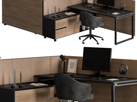  现代意式办公桌椅3d模型 