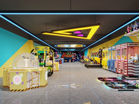  现代 电玩城  游乐场3d模型 