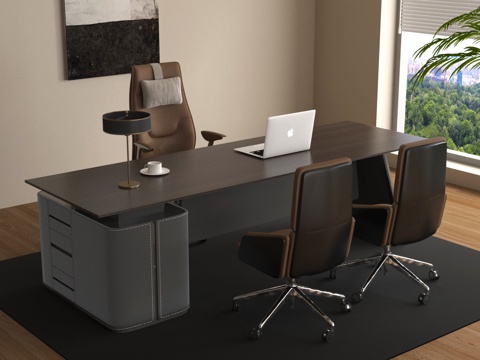  经理办公桌 电脑桌 班台桌 办公桌椅3d模型 