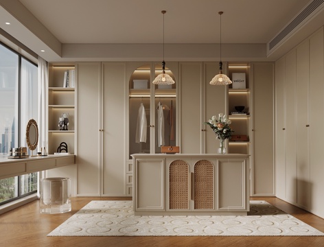  21法式衣帽间 衣柜 梳妆台su模型 