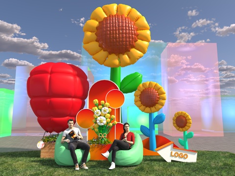  打卡区 气模 美陈布置 合影区 合影墙 气球花3d模型 