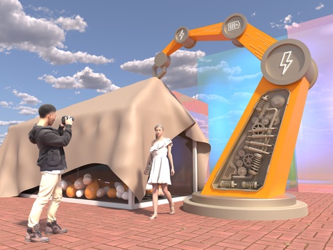  机械臂 打卡区 网红打卡 揭幕 合影区3d模型 