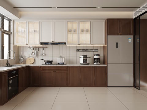  04中古厨房 烟机灶具 洗碗机 冰箱 厨房饰品摆件su模型 