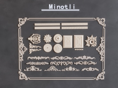  石膏雕刻雕花3d模型 