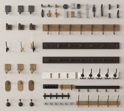  墙壁挂钩 金属挂钩 衣帽钩su模型 