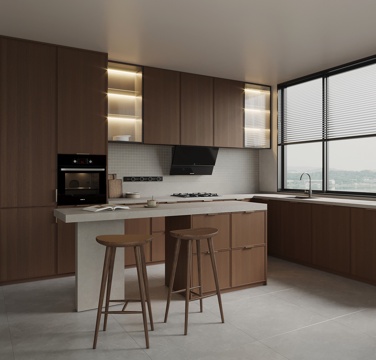  07中古风厨房 岛台su模型 