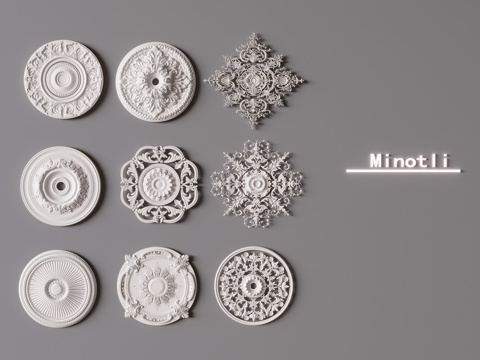  石膏雕刻雕花3d模型 