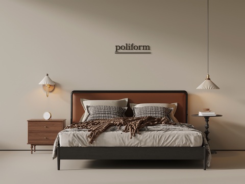 法式复古风双人床 床头柜 吊灯 壁灯su模型