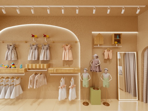  服装店 童装店 衣帽架 服饰3d模型 