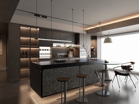  意式風(fēng)格餐廳3d模型 
