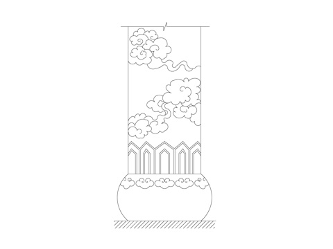  中式柱cad施工圖 