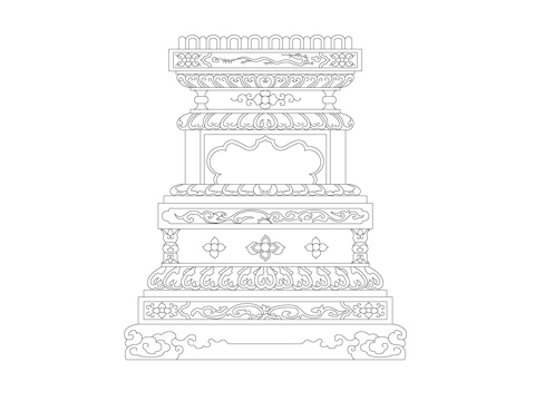  中式柱cad施工圖 