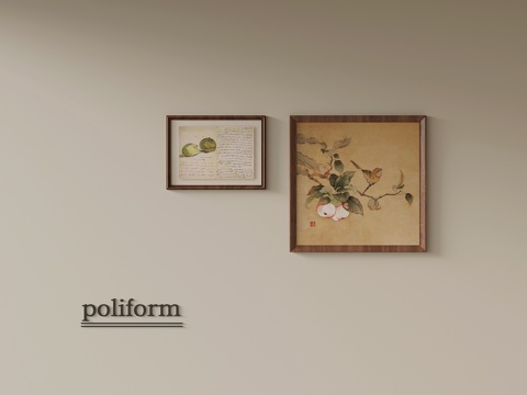 中古风装饰画 挂画组合su模型