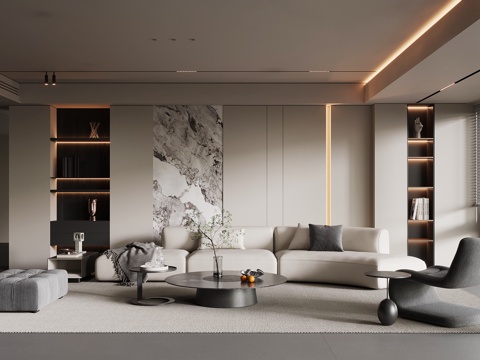 現(xiàn)代客廳 沙發(fā)茶幾組合3d模型 