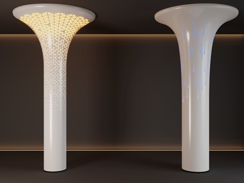  现代发光柱子su模型 