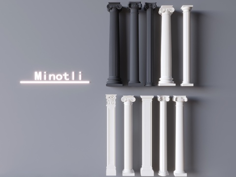  欧式石膏柱罗马柱 雕花柱子柱头 欧式柱子圆柱方柱su模型 