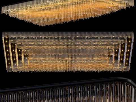  現(xiàn)代輕奢大型金屬玻璃裝飾吊燈3d模型 
