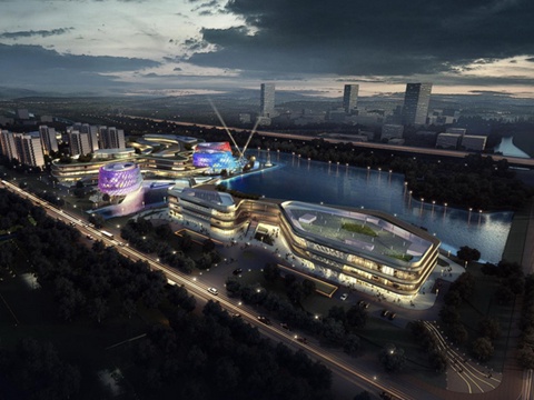  现代产业园 商业街 社区商业 社区中心 活动中心su模型 