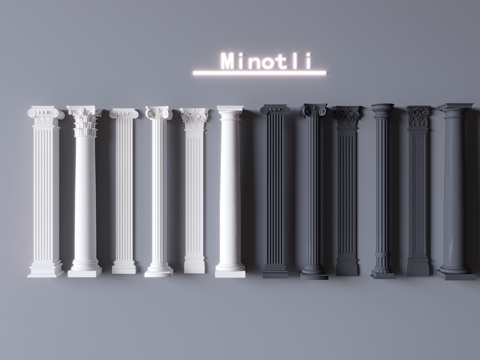  欧式石膏柱罗马柱 雕花柱子柱头 欧式柱子圆柱方柱su模型 