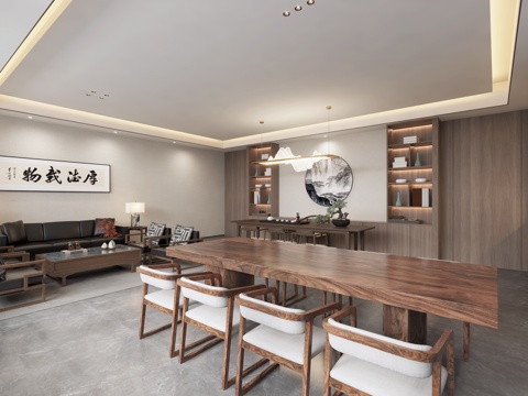  新中式接待室3d模型 