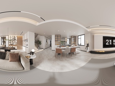 现代无主灯客餐厅