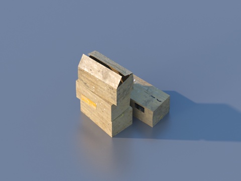  箱子 纸箱子 纸皮箱su模型 