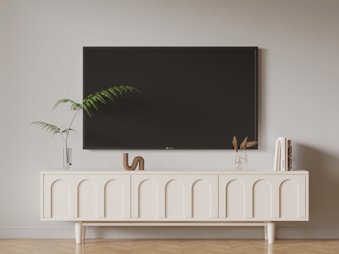  現(xiàn)代奶油風(fēng)電視柜3d模型 