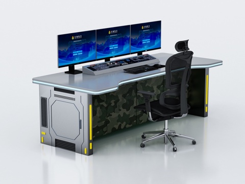  现代办公桌功能桌3d模型 