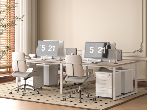  现代办公桌椅3d模型 