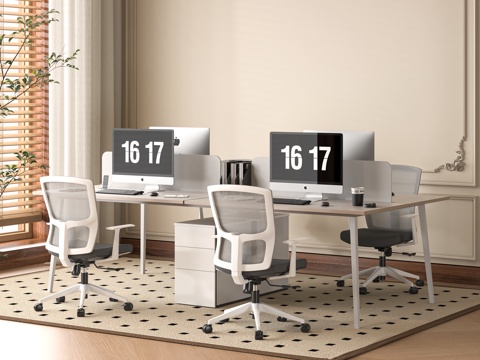  现代办公桌椅3d模型 