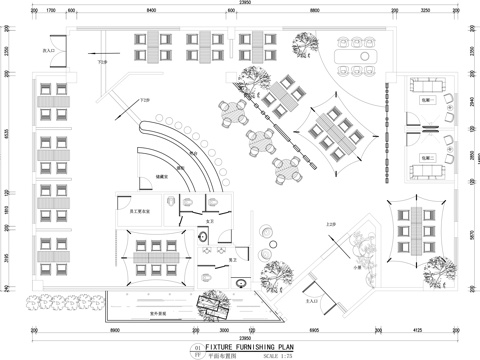  屋頂休閑會所餐廳平面圖cad施工圖 